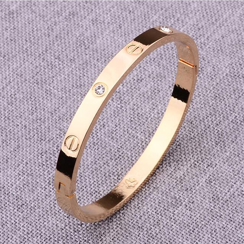Women's Bracelet Ladies' Classic Stainless Steel Cubic Zircon Inlay Gold Silver Rose Gold 1 Piece Bracelet  for Party Daily Gifts dress to impress3