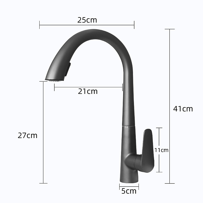 Kitchen Faucet with Pull-out Spray 360° Rotated Single Handle One Hole Minimalist Modern Contemporary Kitchen Taps3