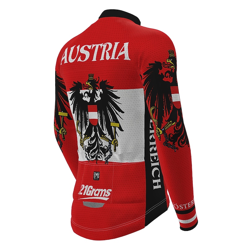 Men's Cycling Jersey Patterned Letter & Number Russia Long Sleeve Bike Jersey Top with 3 Rear Pockets Mountain Bike MTB Road Bike Cycling Quick Dry Breathability Soft Back Pocket Sports White Red Red4