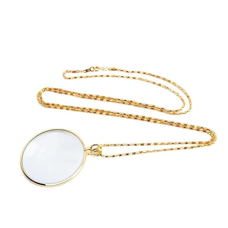 Decorative Monocle Necklace With Magnifier Magnifying Glass Pendant Gold Silver Plated Chain Necklace for Women Jewelry2