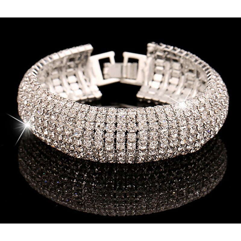 Women's Rhinestone Bracelet Golden Silver Classic Fashion Luxury Alloy Bracelet Jewelry  For Wedding Party Evening Gift dress to impress4