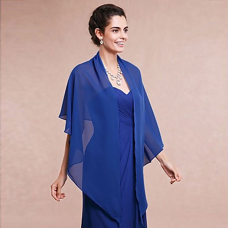Sleeveless Shawls Chiffon Wedding / Party Evening / Casual Shawl & Wrap / Wedding Guest Wraps / Women's Wrap With Draping / Solid4