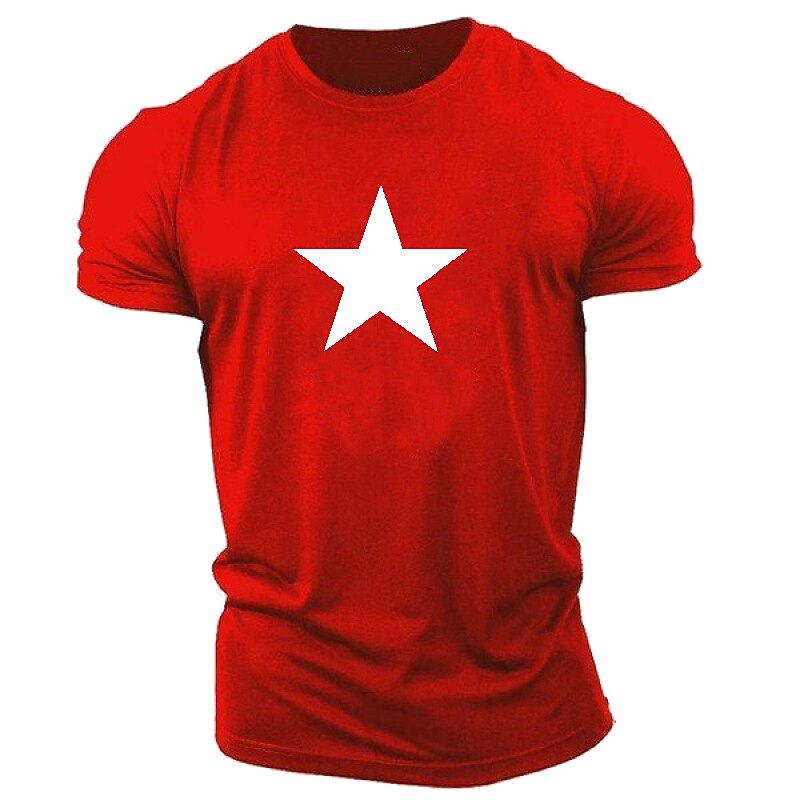 Mens Graphic T-Shirt Short Sleeve with White Star Print in Grey3