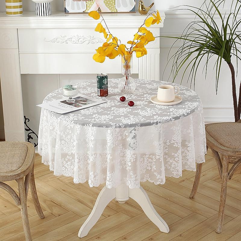 Lace Tablecloth White Table Cover Cloths for Side Table,Coffe Table,Kitchen Dining, Party, Holiday, Buffet4