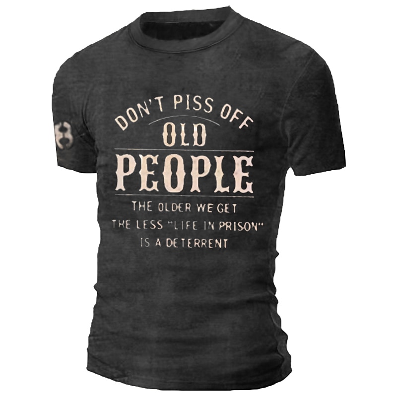 Men's Don't Piss Off Old People Unisex Letter Graphic Prints T shirt Slogan T Shirts Distressed T Shirt Short Sleeve T shirt 3D Print Crew Neck Shirt Sports Designer Casual Outdoor Street Daily3