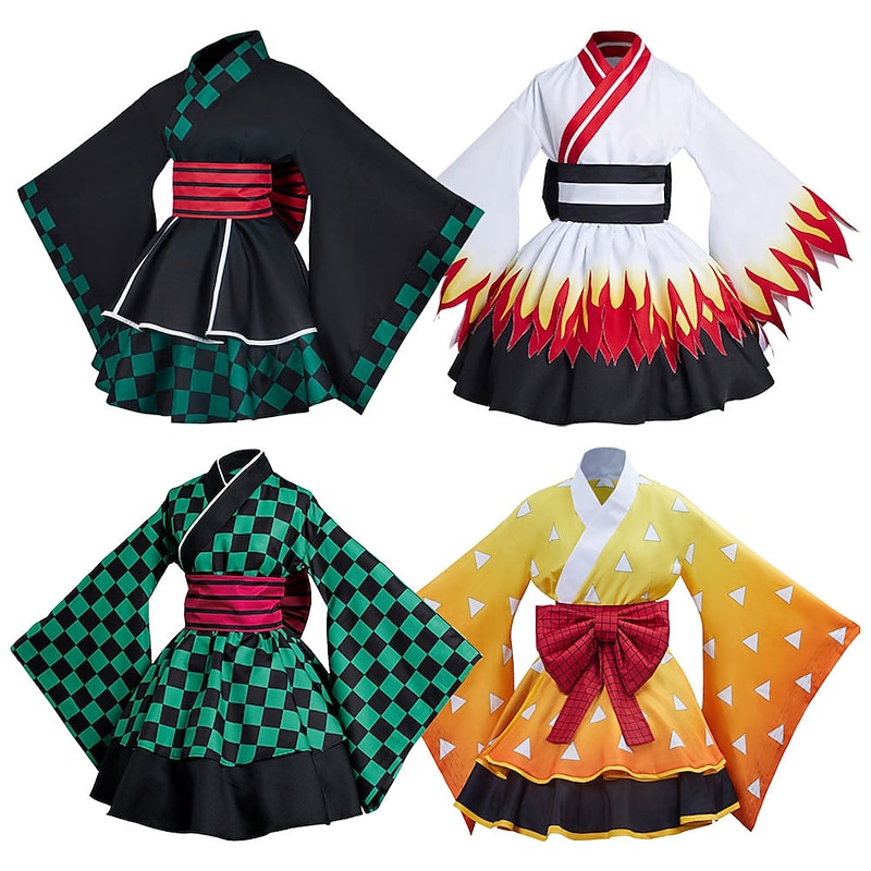 Kamado Tanjirou Rengoku Shinjurou Anime Outfits Masquerade Cosplay Suits Costume For Women's Adults'