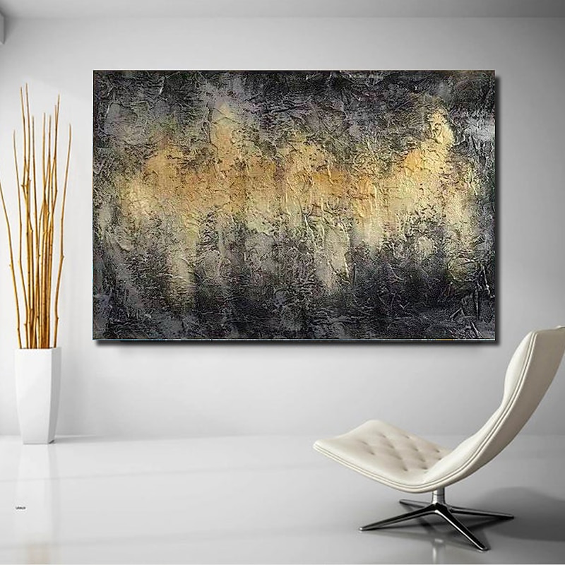 Abstract Oil Painting Canvas Wall Art Black Yellow  Abstract Decoration for Home Decor Rolled Frameless Unstretched4