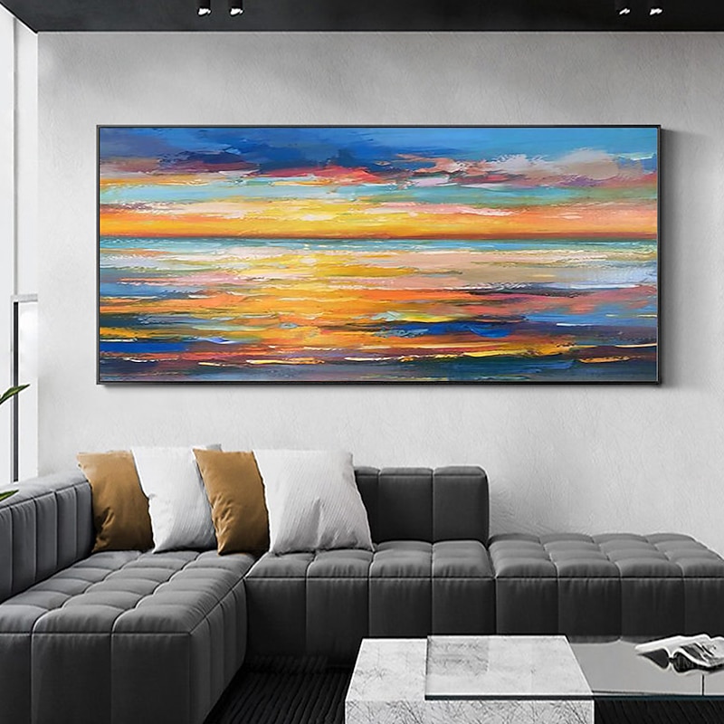 Oil Painting 100% Handmade Hand Painted Wall Art On Canvas Abstract Knife Painting Landscape Dusk For Home Decoration Decor Rolled Canvas No Frame Unstretched