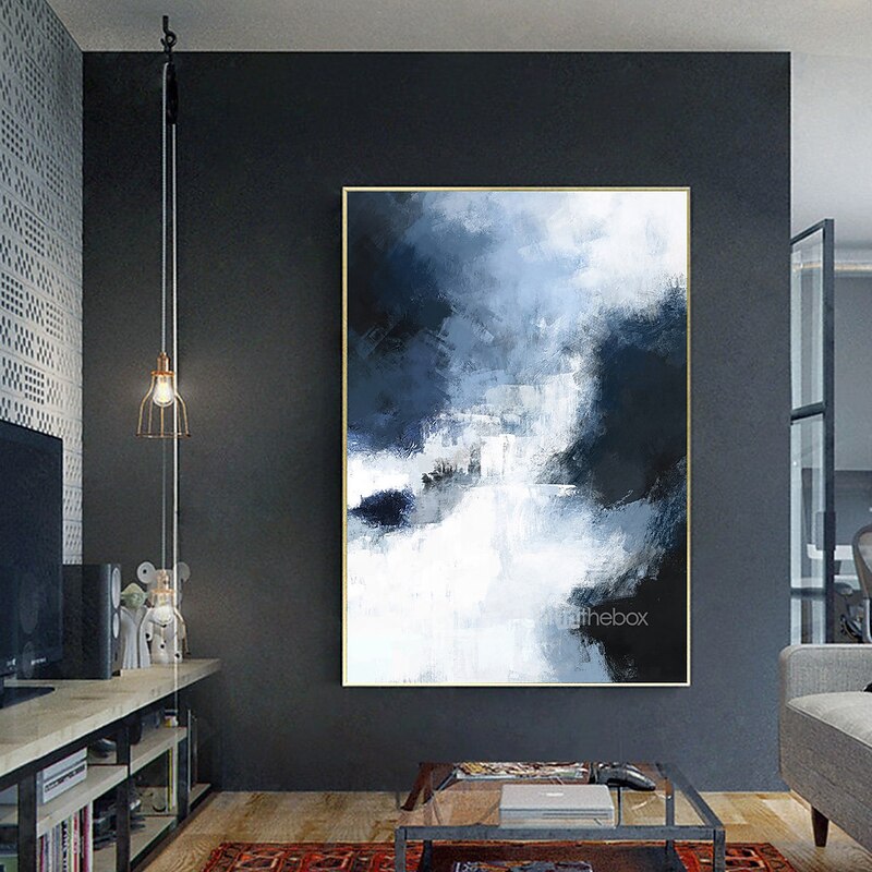 Handmade Oil Painting CanvasWall Art Decoration Abstract Knife Painting Landscape Black & White For Home Decor Rolled Frameless Unstretched Painting3