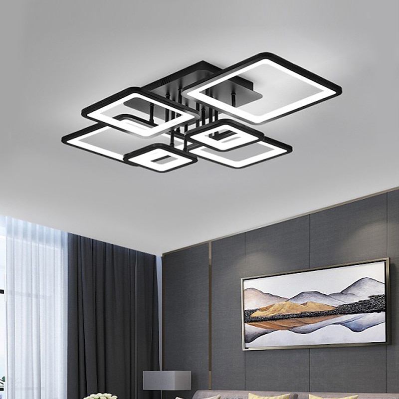 Multi Layer Modern LED Ceiling Light APP Dimmable Flush Mounted Light Black Square Ceiling Lamp Suitable for Bedroom Living Room Dining Room AC110V AC220V4