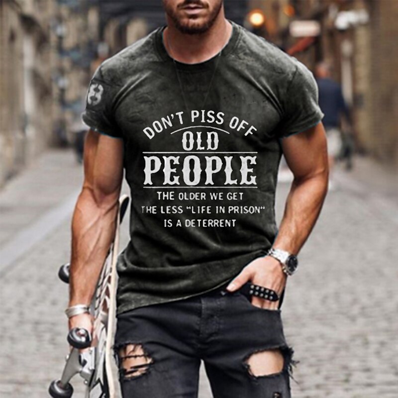 Men's Graphic T-Shirt: Funny Old People Quote Tee - 'Life in Prison' Humor Short Sleeve Top4