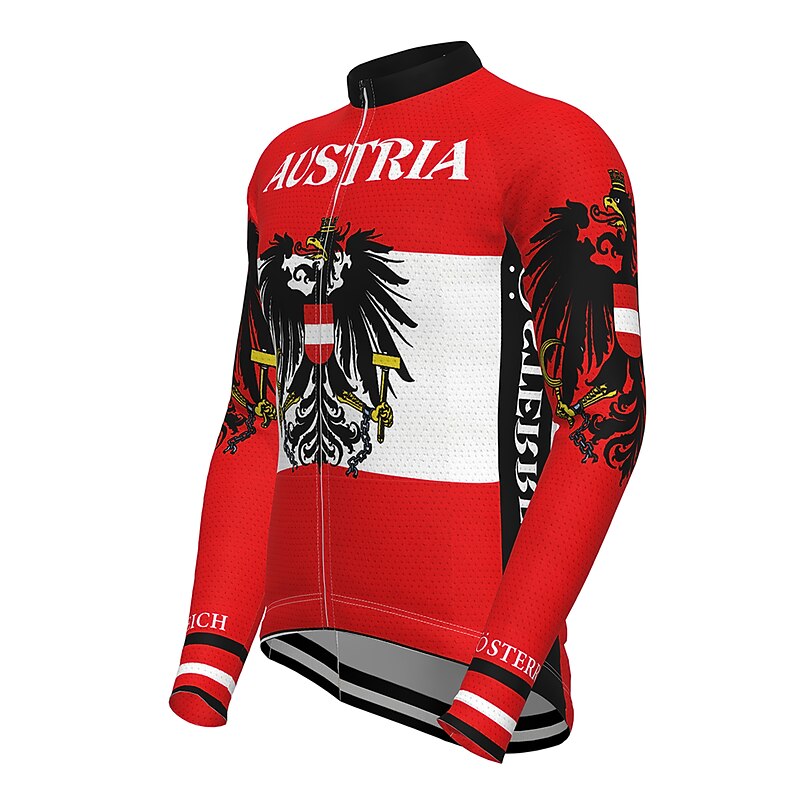 Men's Cycling Jersey Patterned Letter & Number Russia Long Sleeve Bike Jersey Top with 3 Rear Pockets Mountain Bike MTB Road Bike Cycling Quick Dry Breathability Soft Back Pocket Sports White Red Red2