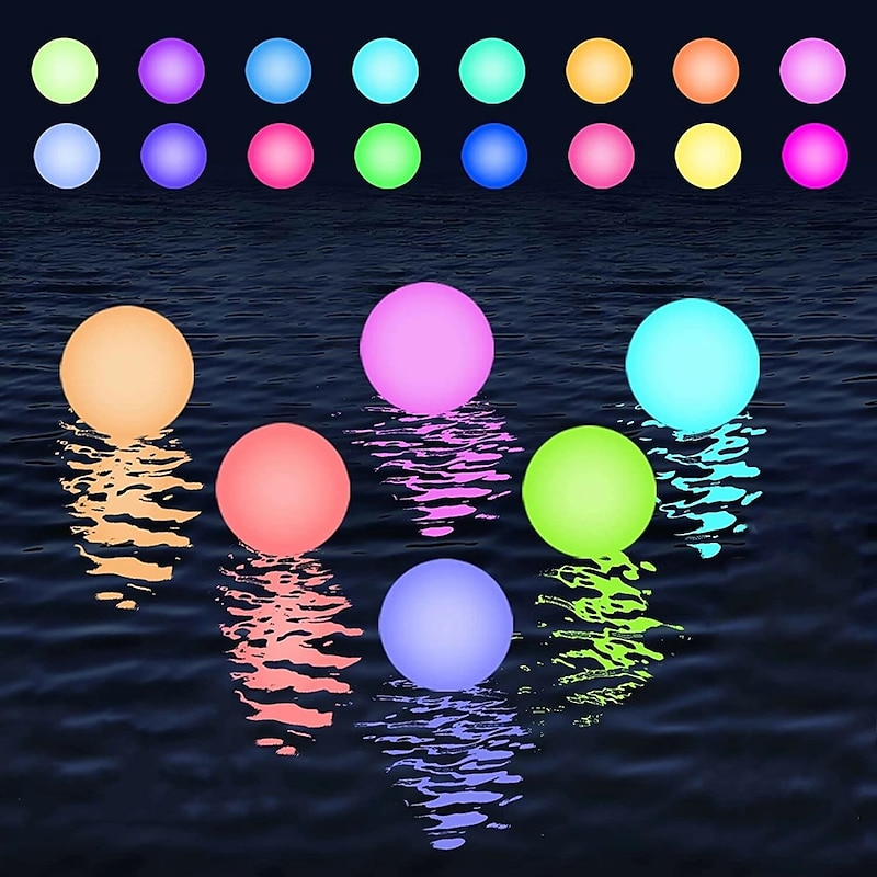 Floating Pool Lights 6pcs 2pcs 16 Color Changing RGB LED Ball Lights IP67 Waterproof 7.8cm Hot Tub Night Lights Pool Toys