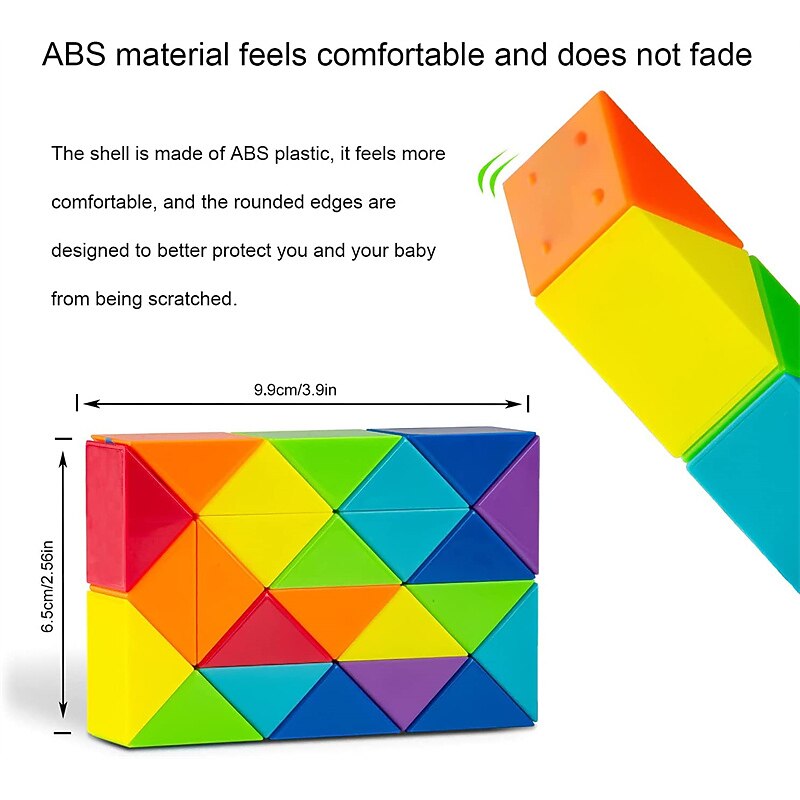 1PC Snake Fidget Toy Cube Twist Puzzle 24 Wedges Large Size Rainbow Magic Snake Toy Brain Teaser Stocking Stuffers Party Favors Game Goodie Bags Fillers for Teenagers Adults Teens4