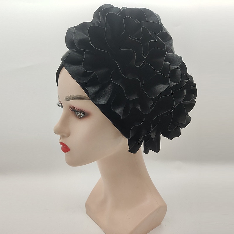 Headwear Headpiece Silk Like Satin Turbans Party / Evening Holiday Kentucky Derby Cocktail Royal Astcot Ethnic Style With Flower Tiered Headpiece Headwear3