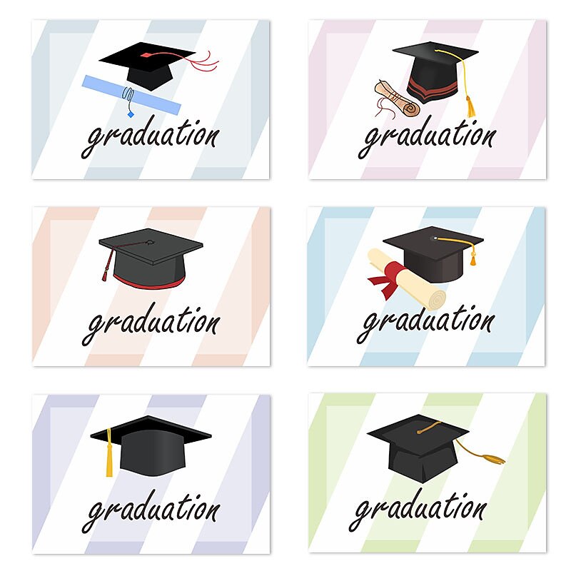 To Young Students Graduation Season Doctor Hat Pattern Celebration Greeting Card with Envelope Gift Seal Sticker 12Pcs2
