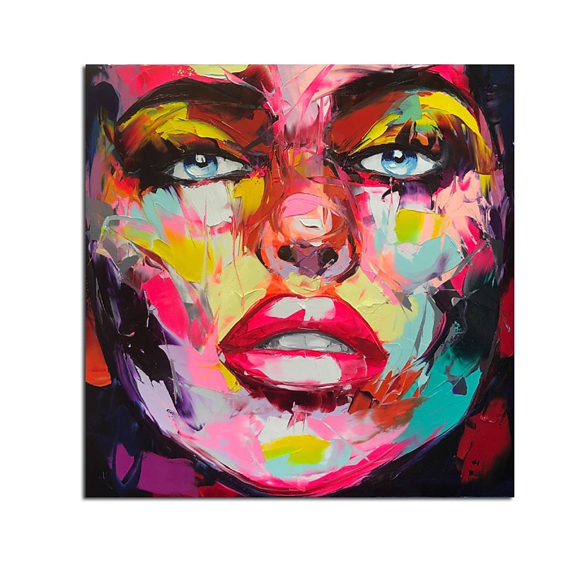 Oil Painting Handmade Hand Painted Wall Art Modern Abstract Francoise Nielly Knife Beautiful Female Portrait Face Home Decoration Decor Rolled Canvas No Frame Unstretched3