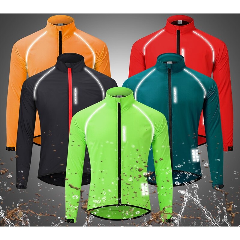 WOSAWE Men's Windbreaker Cycling Jersey Cycling Jacket High Visibility Waterproof Windproof Cycling Bike Jacket Windbreaker Mountain Bike MTB Road Bike Cycling City Bike Cycling Navy Green Black Bike