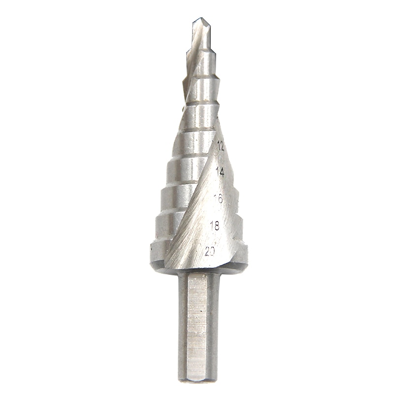 Step Drill Bit Natural Color Triangular Spiral 9-step 4-20mm Plastic Bag Electric Drill Anti-wear Wall Punching / Steel Drilling