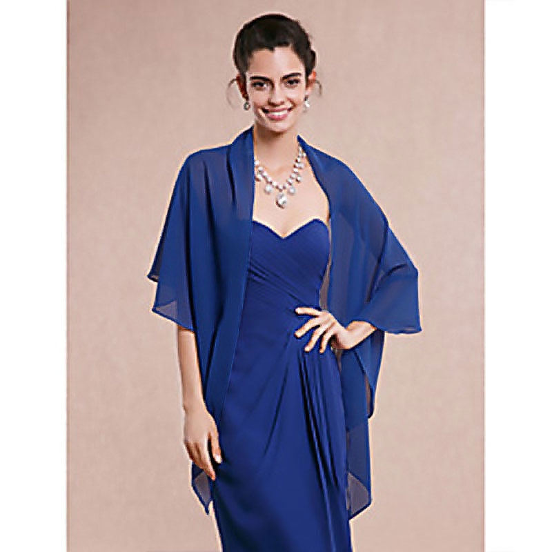 Sleeveless Shawls Chiffon Wedding / Party Evening / Casual Shawl & Wrap / Wedding Guest Wraps / Women's Wrap With Draping / Solid2