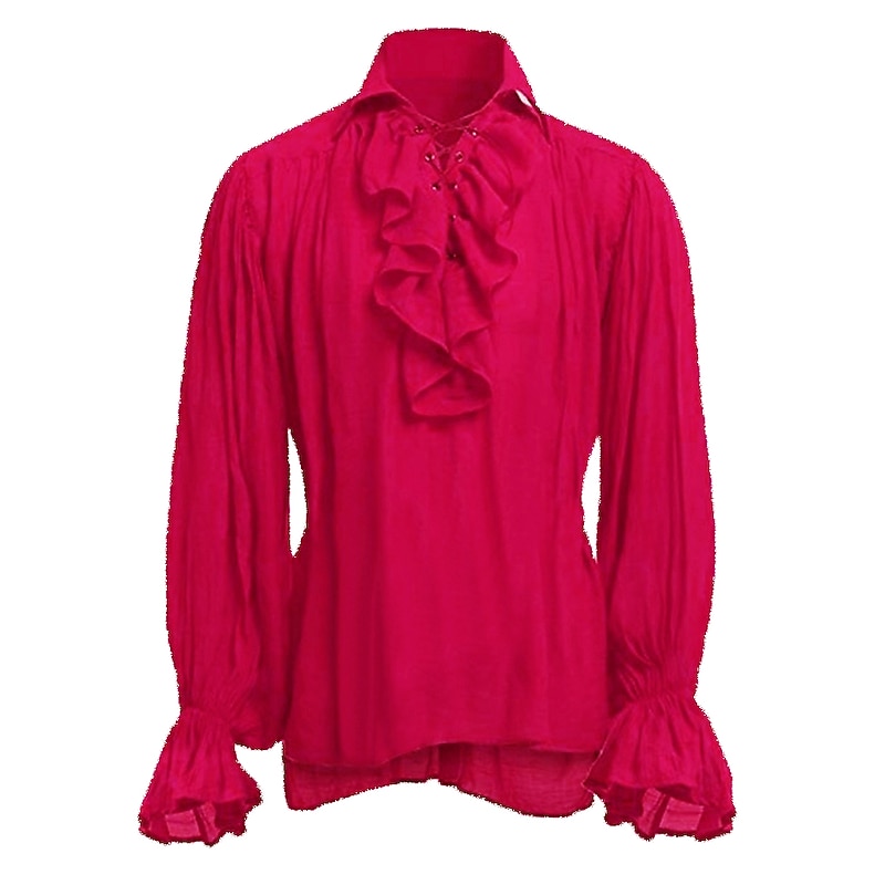 Knight Ritter Outlander Plus Size Retro Vintage Punk & Gothic Medieval Renaissance 17th Century T-shirt Men's Flounced Costume Vintage Cosplay Performance Party Masquerade Shirt4