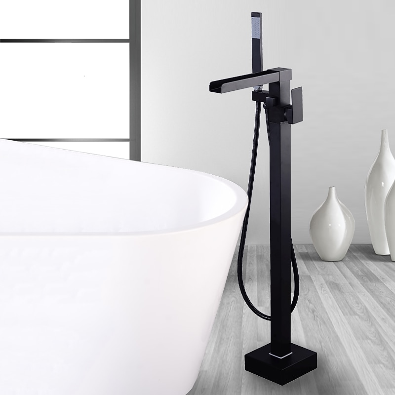 Bathtub Faucet - Minimalist Electroplated Free Standing Brass Valve Bath Shower Mixer Taps2