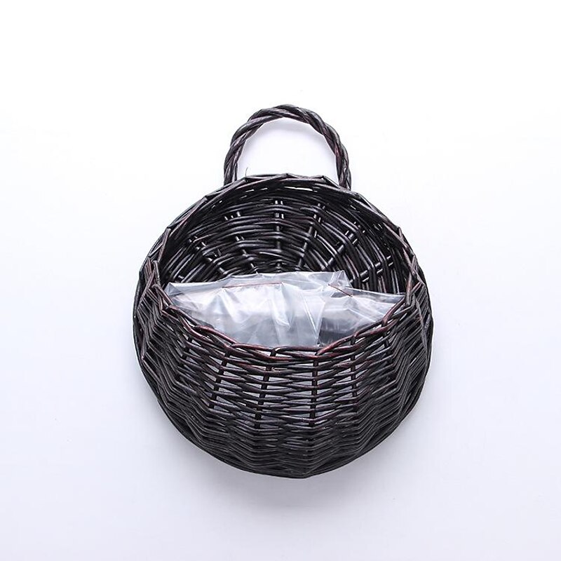wall hanging flower basket decoration woven basket straw basket wicker flower pot rattan basket plant rattan wall hanging flower basket wholesale4