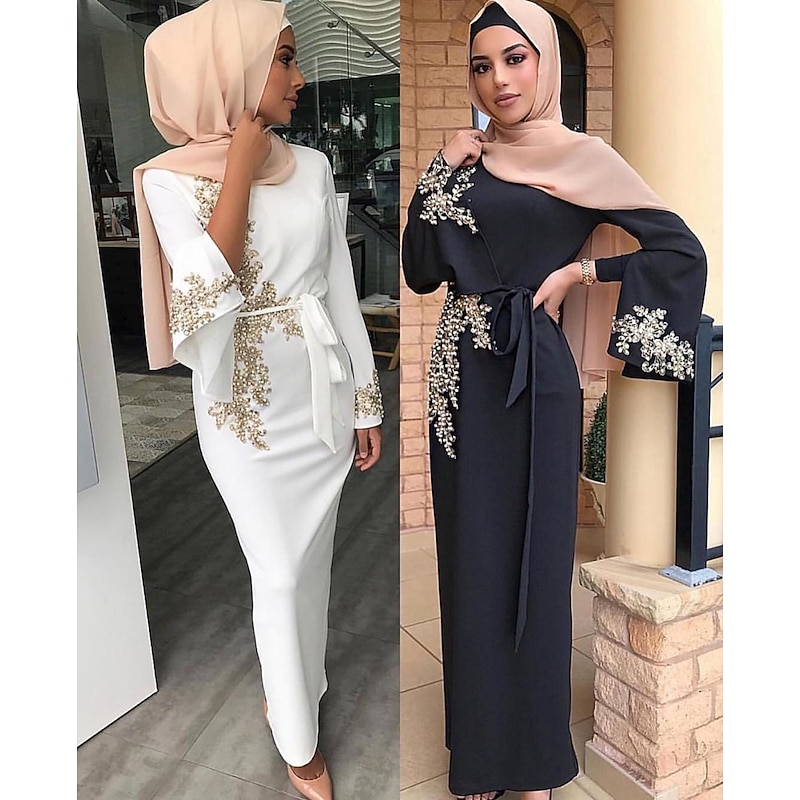 Women's Girls' Arabian Muslim Abaya Kaftan Dress For Natural Cosplay Hearts Abaya Adults Embellished&Embroidered Dress Party, Ceremony, Festival2