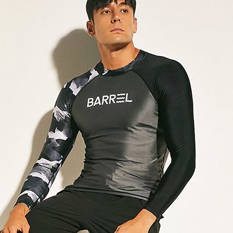 Men's Rash Guard Swim Shirt UPF50+ Quick Dry Lightweight Long Sleeve Sun Shirt Bathing Suit Swimming Surfing Beach Water Sports Patchwork Spring Summer3
