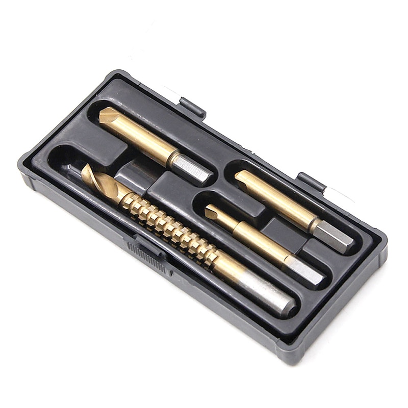 Damaged Screw 4pcs Remover 4in1 Lot Drill Out Handymen Broken Bolt Stud Removal Tool Kit 4pc #1 #2 #3 Milling Drill Bits 8mm