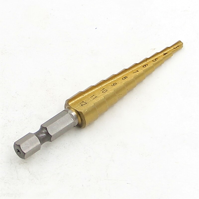 HSS Step Drill Bits 3mm-12mm Straight flute Power Tools 1/4 Hex Shank Wholesale Price 10 steps metal Drilling Titanium4