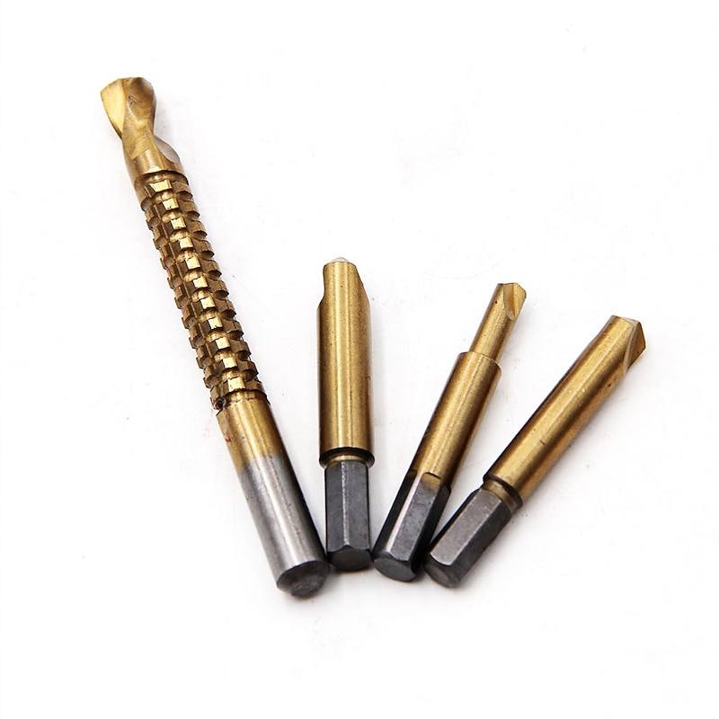 Damaged Screw 4pcs Remover 4in1 Lot Drill Out Handymen Broken Bolt Stud Removal Tool Kit 4pc #1 #2 #3 Milling Drill Bits 8mm3