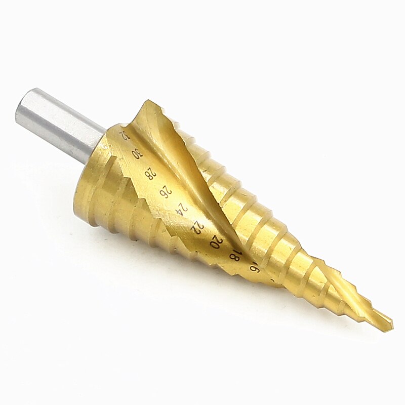 HSS Step Drill Bits 4mm-32mm Spiral groove Power Tools Triangular handle Wholesale Price High Quality metal Drilling Titanium3