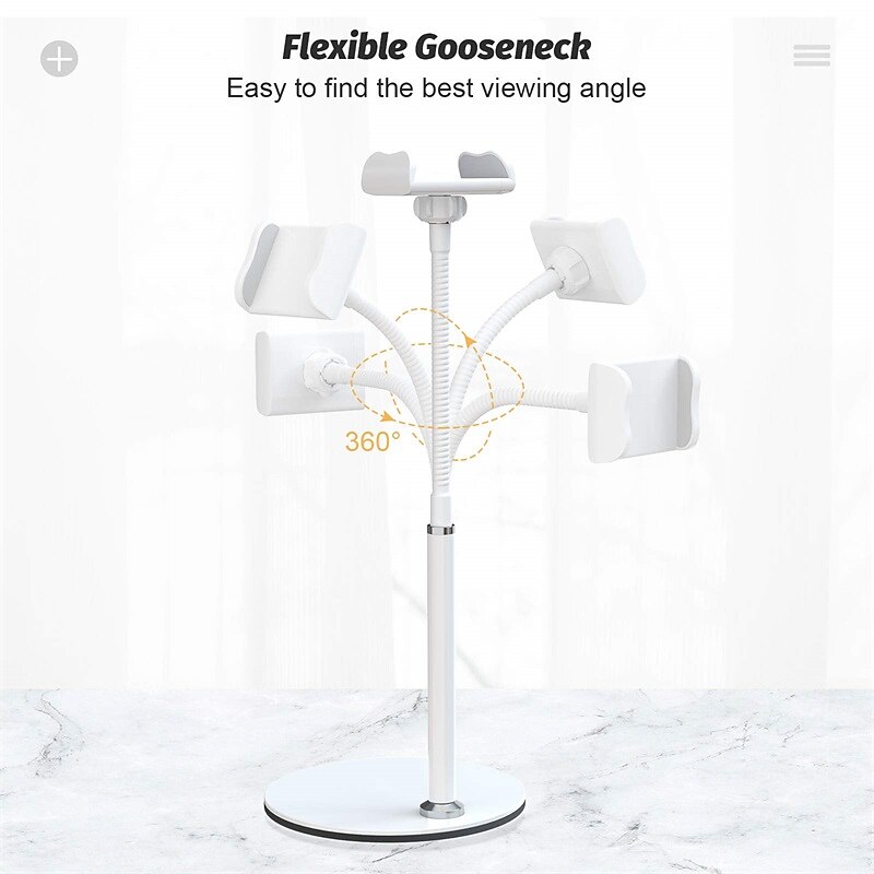 Cell Phone Stand, Adjustable Height & Angle Phone Holder Gooseneck Flexible Arm Universal Phone Stand for Desk, Aluminum Alloy Desktop Cell Phone Holder Compatible with 3.5"-6.5" Device4