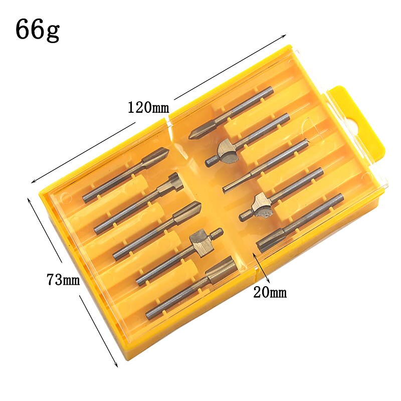 10PCS Titanium  Router Bits Set Mini Shank High Speed Steel Drill Bits Files Rotary For Woodden Cutter Tools3