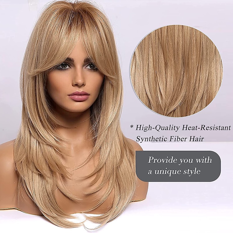 haircube long blonde wigs for women, layered synthetic hair wig for daily party Christmas Party Wigs barbiecore Wigs2
