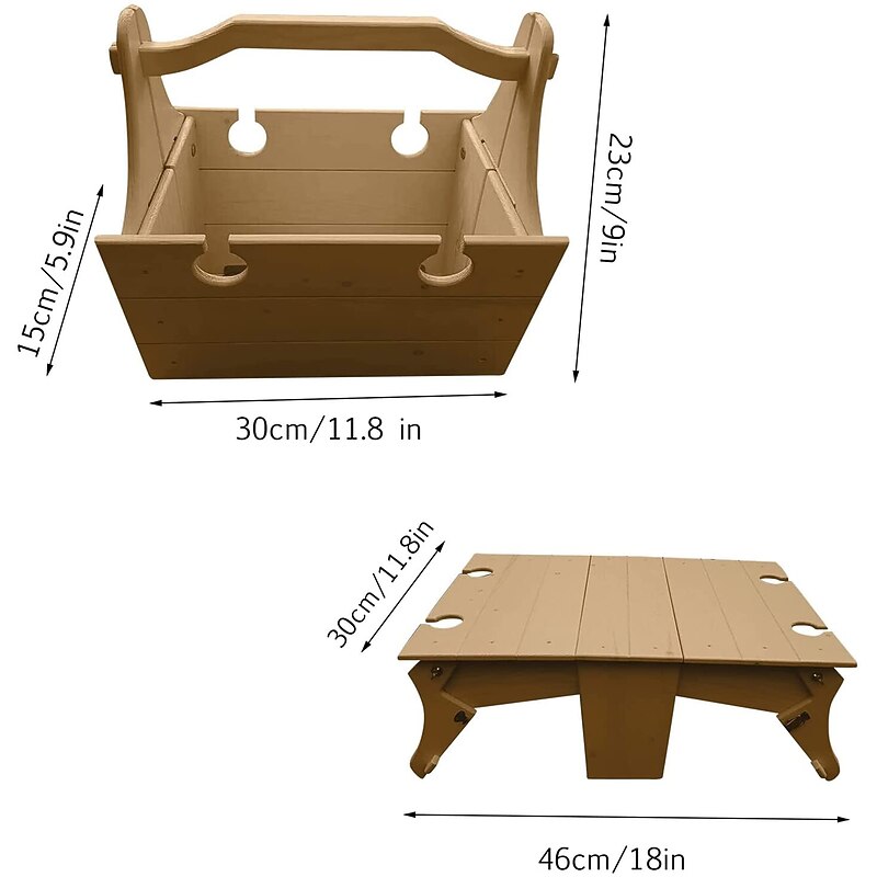 Wooden Outdoor Folding Picnic Basket Table,Portable Wooden Outdoor Picnic Wine Table Folding Beach Table Snack Cheese Tray, For Picnic Outdoor On The Beach Park Or Indoor4