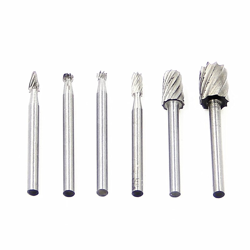 6pcs 1/8'' Shank HSS Steel Rotary Burrs Cutter Engraving Grinding Bit For Rotary File Cutter Tools Woodworking DIY2