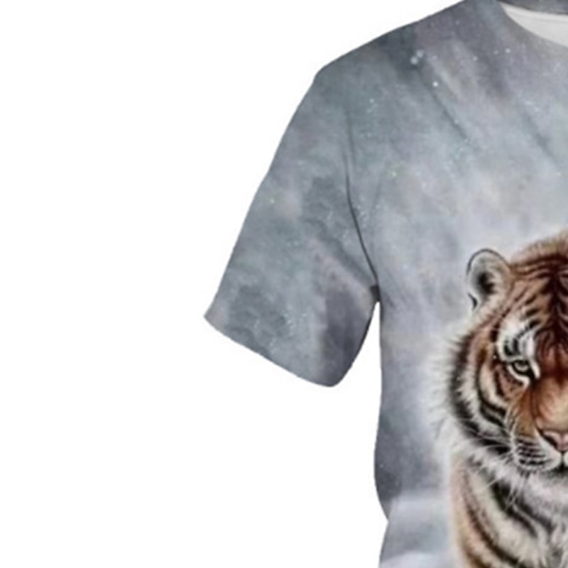 Boys 3D Animal Tiger T shirt Short Sleeve 3D Print Summer Spring Active Sports Fashion Kids 3-12 Years Outdoor Daily Regular Fit4