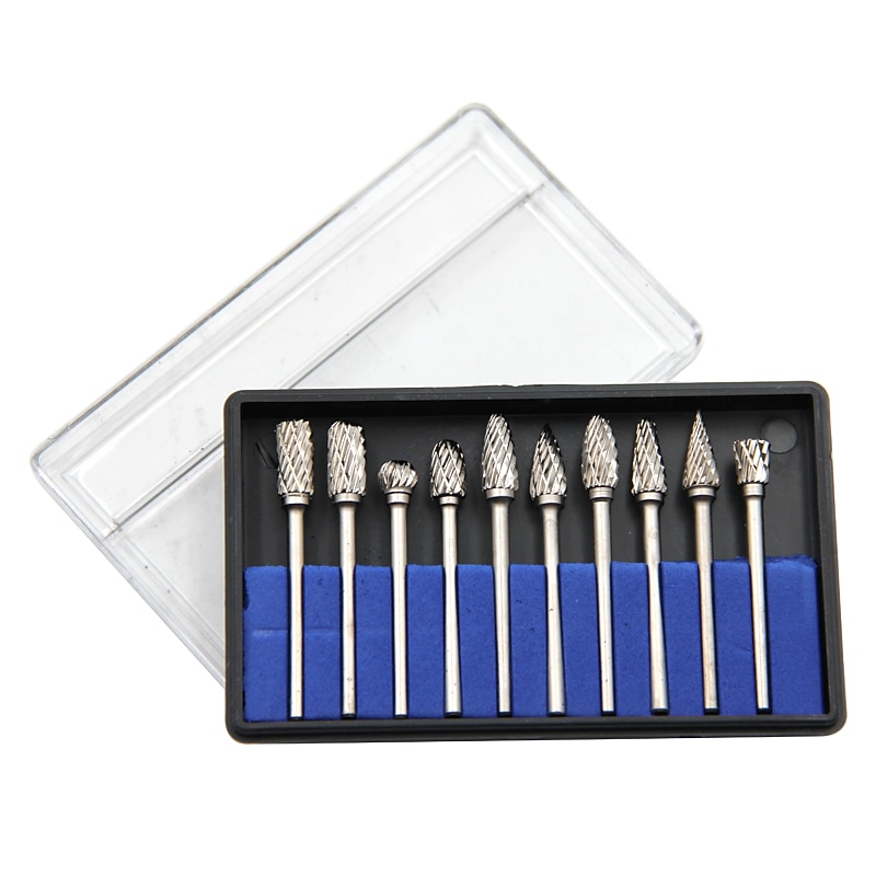 10pc Cemented Carbide Rotary File 3 * 6 Double Grain Tungsten Steel Grinding Head Die Woodworking Grinding File For Electric Grinding