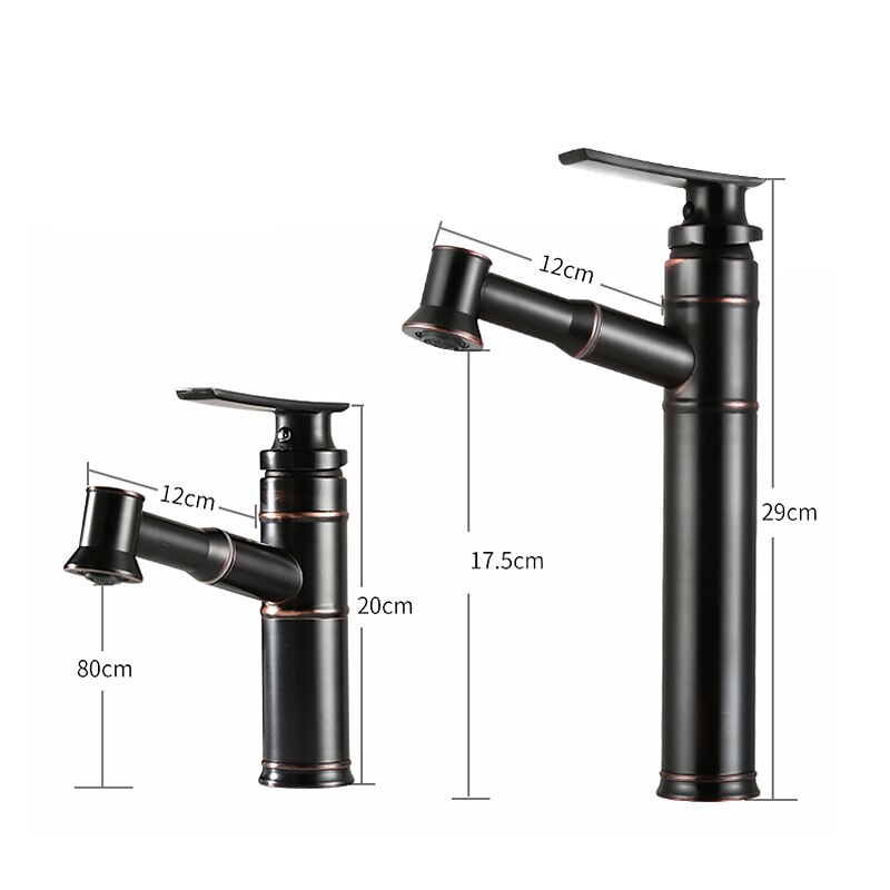 ORB Bathroom Sink Faucet,Pull out Spray Antique Brass Single Handle One Hole Bath Taps2