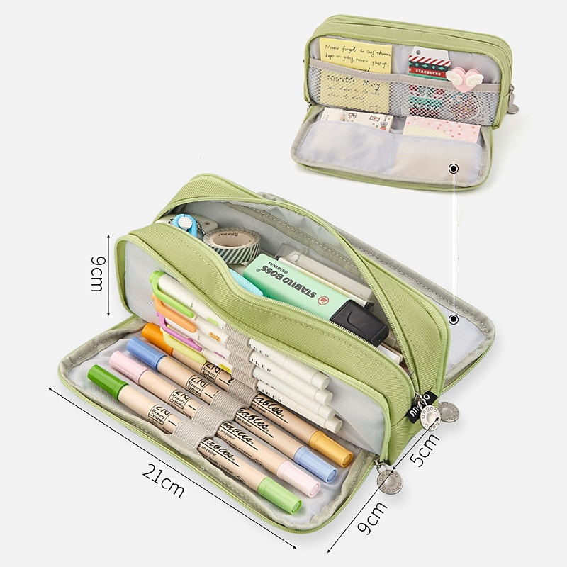 Pencil Cases Wear-Resistant Multifunction With Zipper Canvas for School Office Student, Back to School Gift2