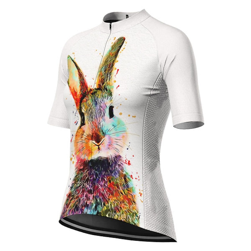 Women's Cycling Jersey Animal Rainbow Gradient Short Sleeve Bike Jersey Top with 3 Rear Pockets Mountain Bike MTB Road Bike Cycling Fast Dry Quick Dry Soft Reflective Strips Sports White Green Rose3