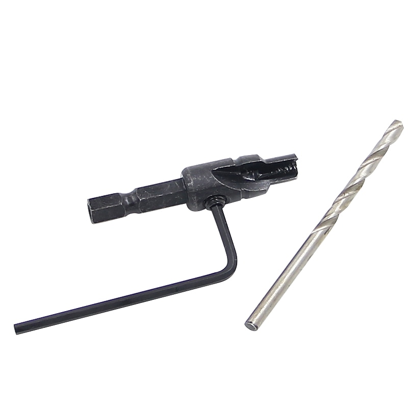 5pcs HSS Drill Bits 1/4 Hex Shank Countersunk Tapper Tool Woodworking Wood Pilot Hole Size #6 #8 #10 #12 #14 With 1 Wrench3