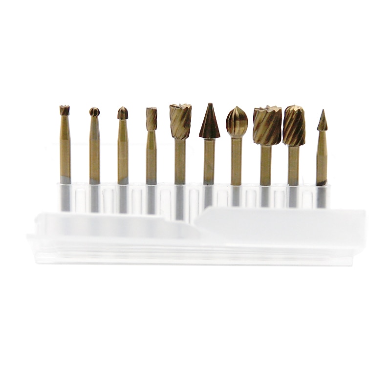 10pcs 1/8'' Shank HSS Steel Rotary Burrs Cutter Transparent Plastic Box Engraving Grinding Bit For Rotary File Cutter Tools Woodworking DIY4