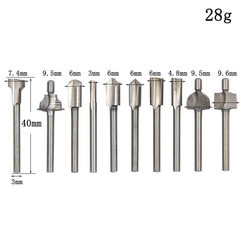 10PCS Router Bits Set 1/8 Inch 3mm Mini Shank High Speed Steel Drill Bits Files Rotary For Woodden Cutter Tools3