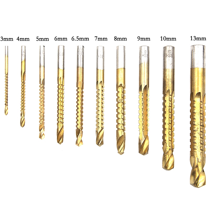 10PCS Electric Drill Bits Titanium Coated HSS Drill Saw Bits For Metal Milling Cutters For Wood Slotting 3/4/5/6/6.5/7/8/9/10/13mm2