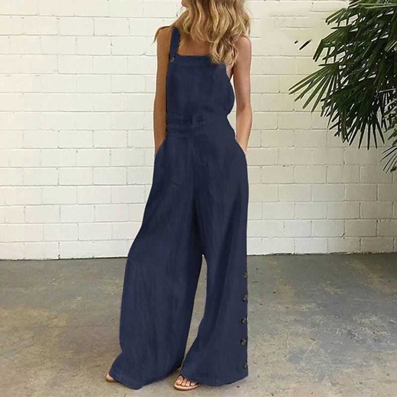 White Jumpsuits for Women Rompers Bib Slacks Wide Leg Full Length Pants Weekend Yoga Micro-elastic Plain Comfort Mid Waist Loose White Black Gray Khaki Navy Blue S M L XL XXL3