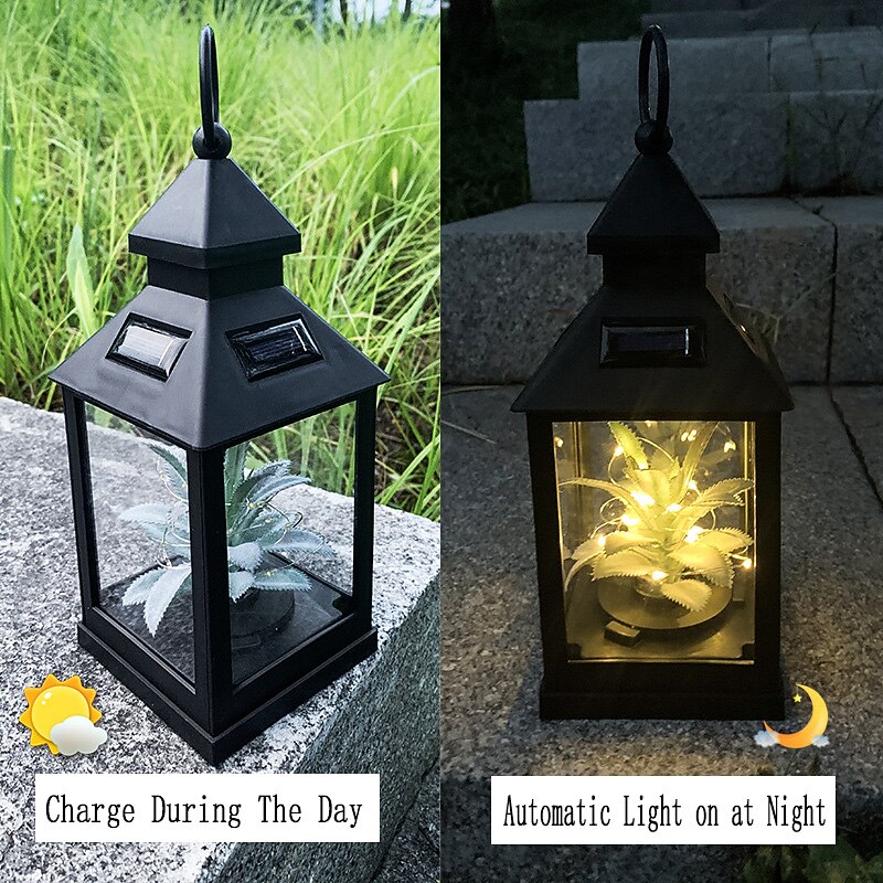 Outdoor LED Solar Plant Star Lights Retro Lantern Night Light Waterproof Hanging Solar Lamp for Garden Terrace Wedding Party Holiday Seaside Party Outdoor Courtyard Decoration 1pc3