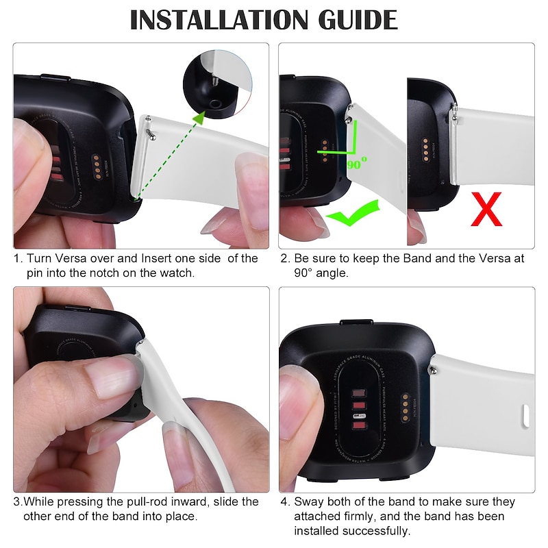 4 Pack Smart Watch Band Compatible with Fitbit Versa 2 / Versa Lite / Versa SE / Versa Silicone Smartwatch Strap Soft Elastic Adjustable Sport Band Replacement  Wristband3